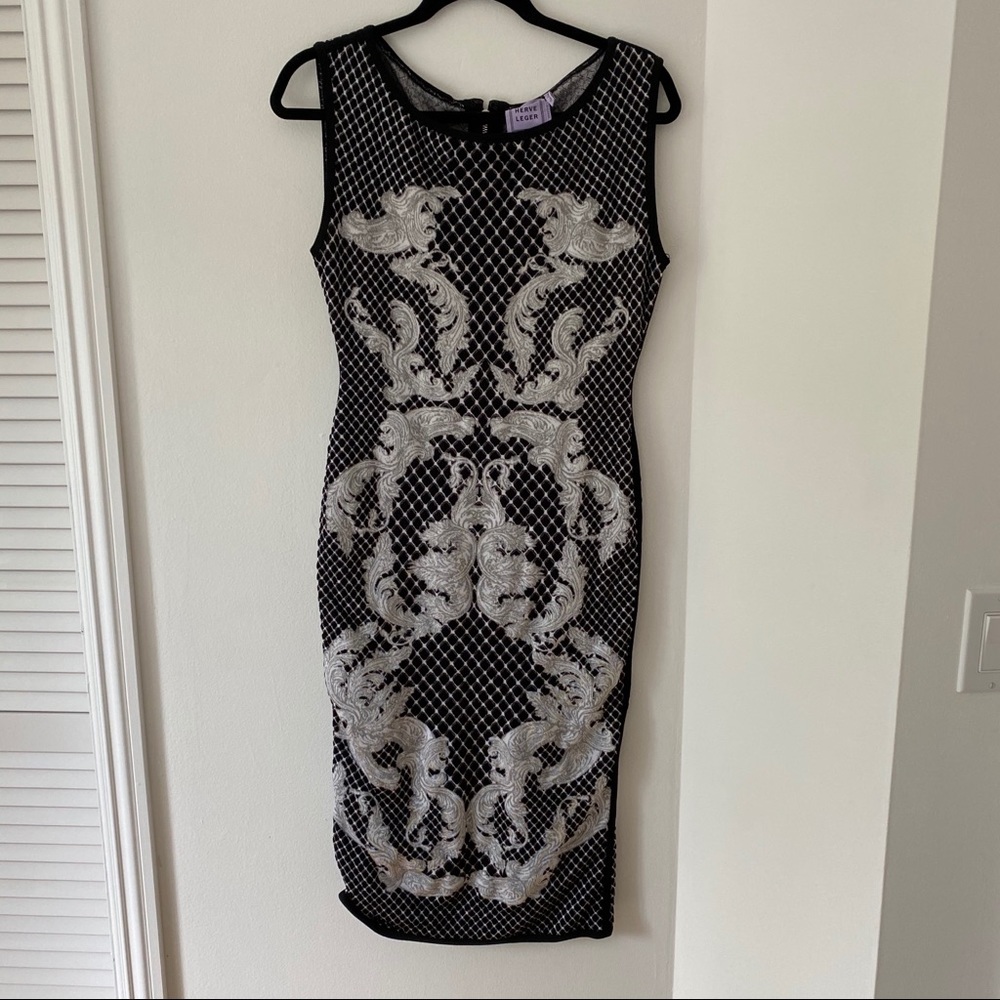Herve Leger Alexia Black White Dress Large
